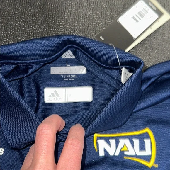 NWT Adidas women’s Blue Polo Shirt with NAU size Large - Picture 4 of 10